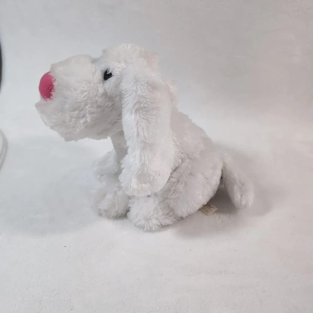 2 Dan Dee Collector's Choice Plush Puppy Dog White Blue Pink Nose Floppy Ears 14